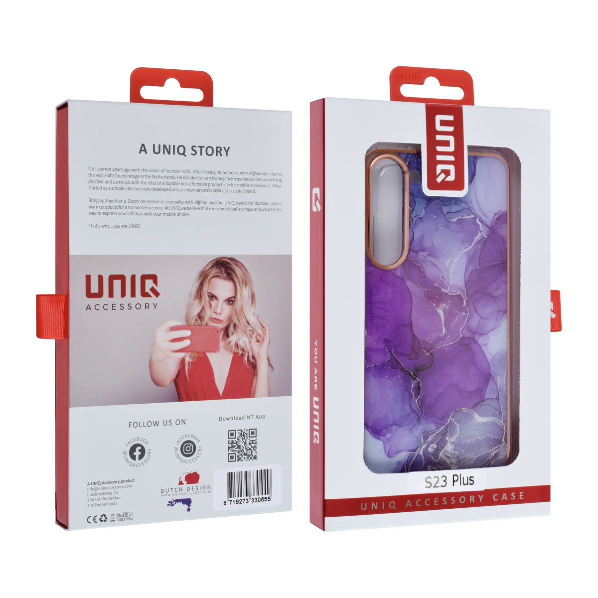 UNIQ Accessory UNIQ Accessory Galaxy S23 Plus TPU Backcover - Marble Purple, foto 4 van 4