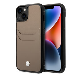BMW BMW Coque arriere rigide pour iPhone 14 & 15 Plus - Porte-cartes - Taupe BMW BMW Coque arriere rigide pour iPhone 14 & 15 Plus - Porte-cartes - Taupe