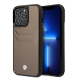 BMW BMW Coque arrière rigide pour iPhone 14 Pro - Porte-cartes - Taupe BMW BMW Coque arrière rigide pour iPhone 14 Pro - Porte-cartes - Taupe