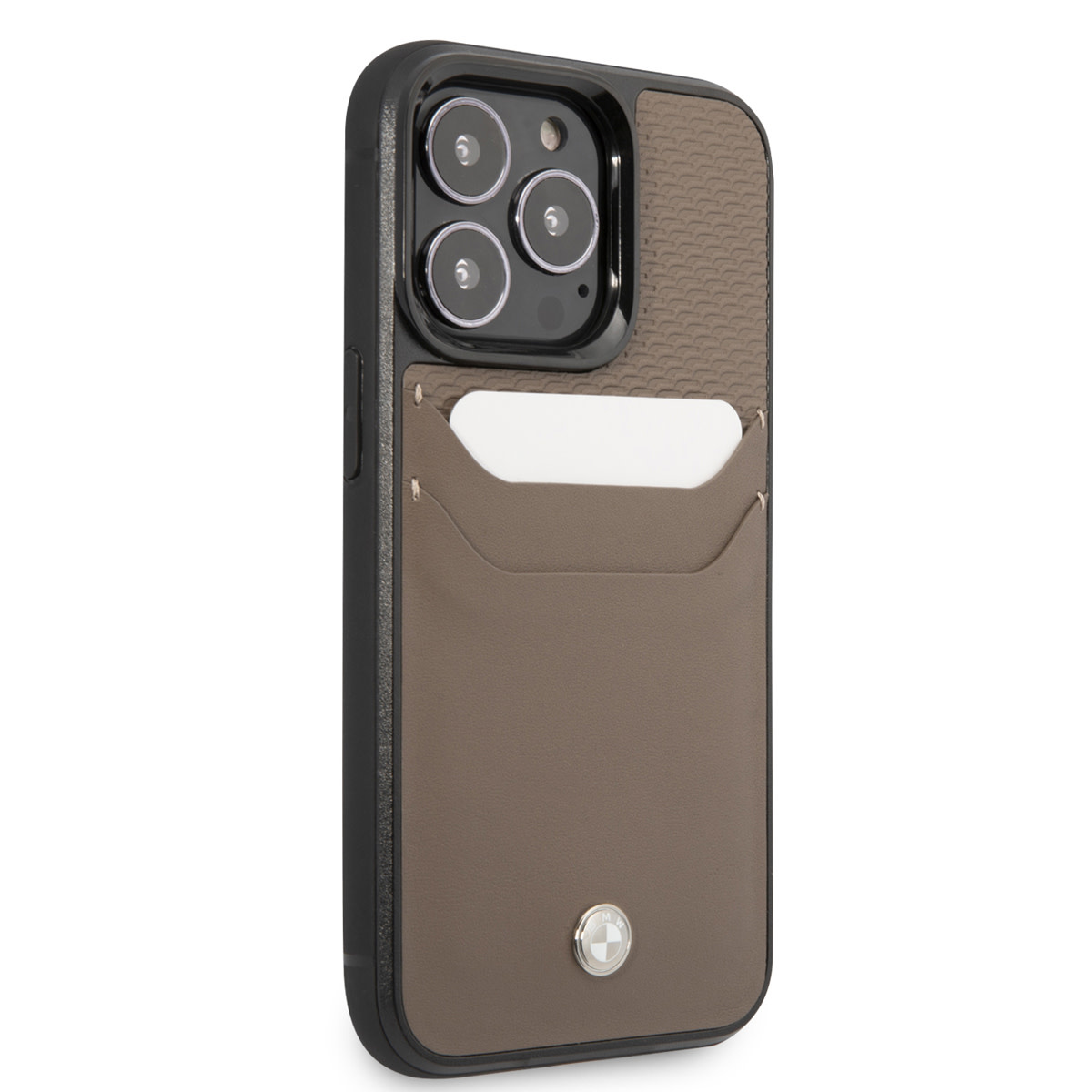 BMW BMW iPhone 14 Pro Max Hardcase Backcover - Card holder - Taupe, foto 4 van 6