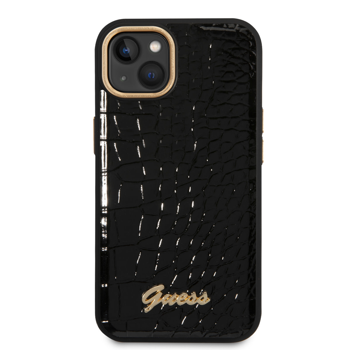 Guess Guess iPhone 14 & 15 Plus Hardcase Backcover - Croco - Metal Buttons & Camera - Zwart, foto 3 van 6