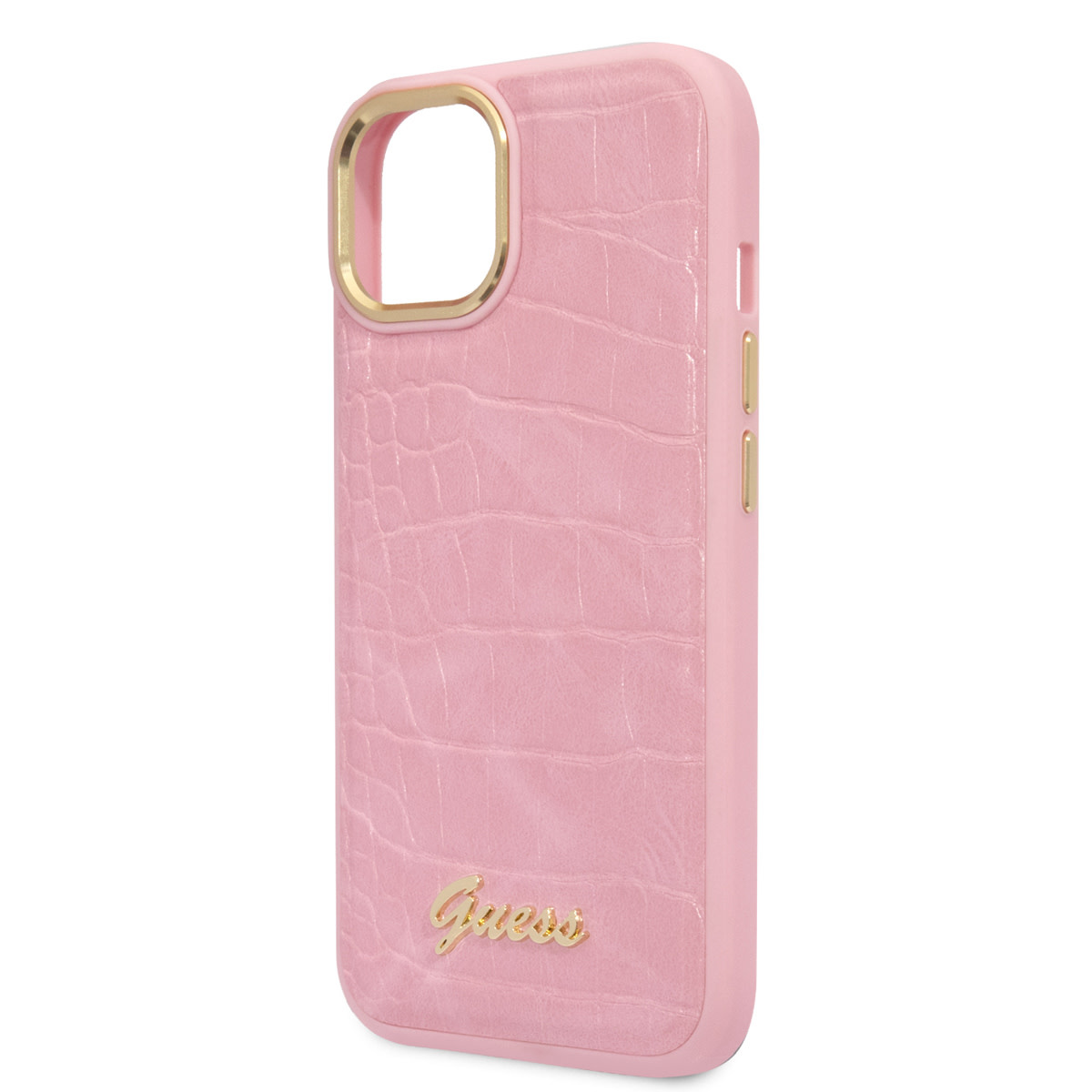 Guess Guess iPhone 14 & 15 Plus Hardcase Backcover - Croco - Metal Buttons & Camera - Roze, foto 5 van 6