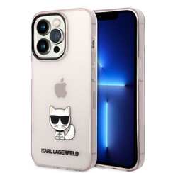 Karl Lagerfeld iPhone 14 Pro TPU Backcover - Choupette - Transparent - Pink