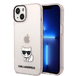 Karl Lagerfeld Coque arriere en TPU pour iPhone 14 & 15 Plus - Choupette - Transparent - Rose