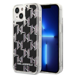 Karl Lagerfeld iPhone 14 & 15 Plus TPU Backcover Hulle - Liquid Glitter - Monogram - Schwarz