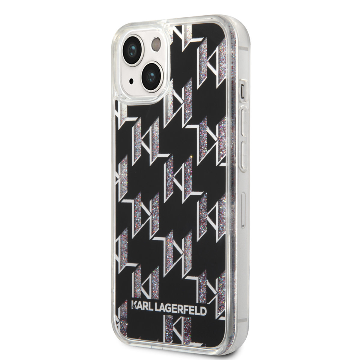 Karl Lagerfeld Karl Lagerfeld iPhone 14 & 15 Plus TPU Backcover - Liquid Glitter - Monogram - Zwart, foto 2 van 6