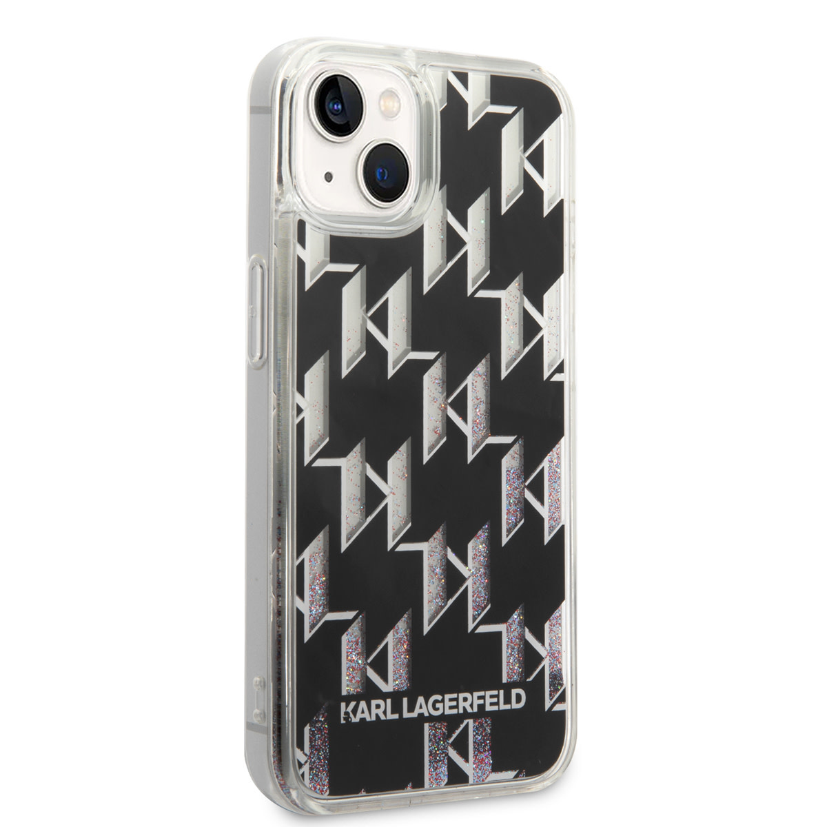 Karl Lagerfeld Karl Lagerfeld iPhone 14 & 15 Plus TPU Backcover - Liquid Glitter - Monogram - Zwart, foto 4 van 6
