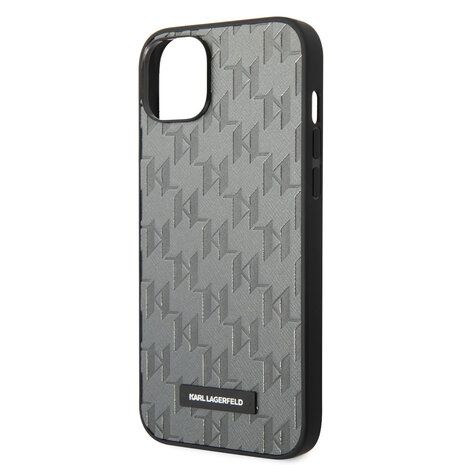 Karl Lagerfeld Karl Lagerfeld Coque arriere rigide pour iPhone 14 & 15 Plus - Saffiano Leather - Metal Logo - Gris Karl Lagerfeld Karl Lagerfeld Coque arriere rigide pour iPhone 14 & 15 Plus - Saffiano Leather - Metal Logo - Gris