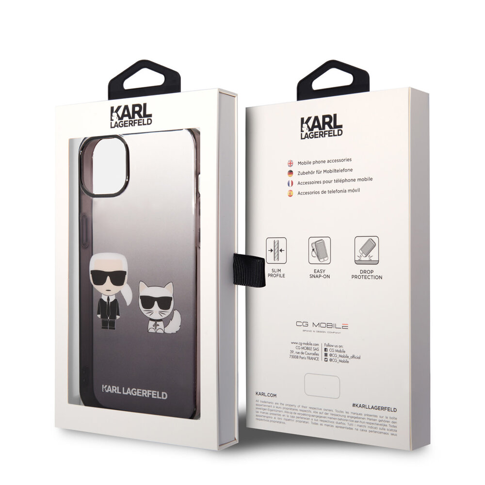 Karl Lagerfeld Karl Lagerfeld Coque arriere rigide pour iPhone 14 & 15 Plus - K&C - Gradient - Noir Karl Lagerfeld Karl Lagerfeld Coque arriere rigide pour iPhone 14 & 15 Plus - K&C - Gradient - Noir