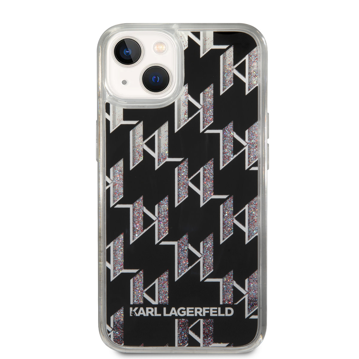 Karl Lagerfeld Karl Lagerfeld iPhone 14 & 13 TPU Backcover - Liquid Glitter -Monogram - Zwart, foto 3 van 6