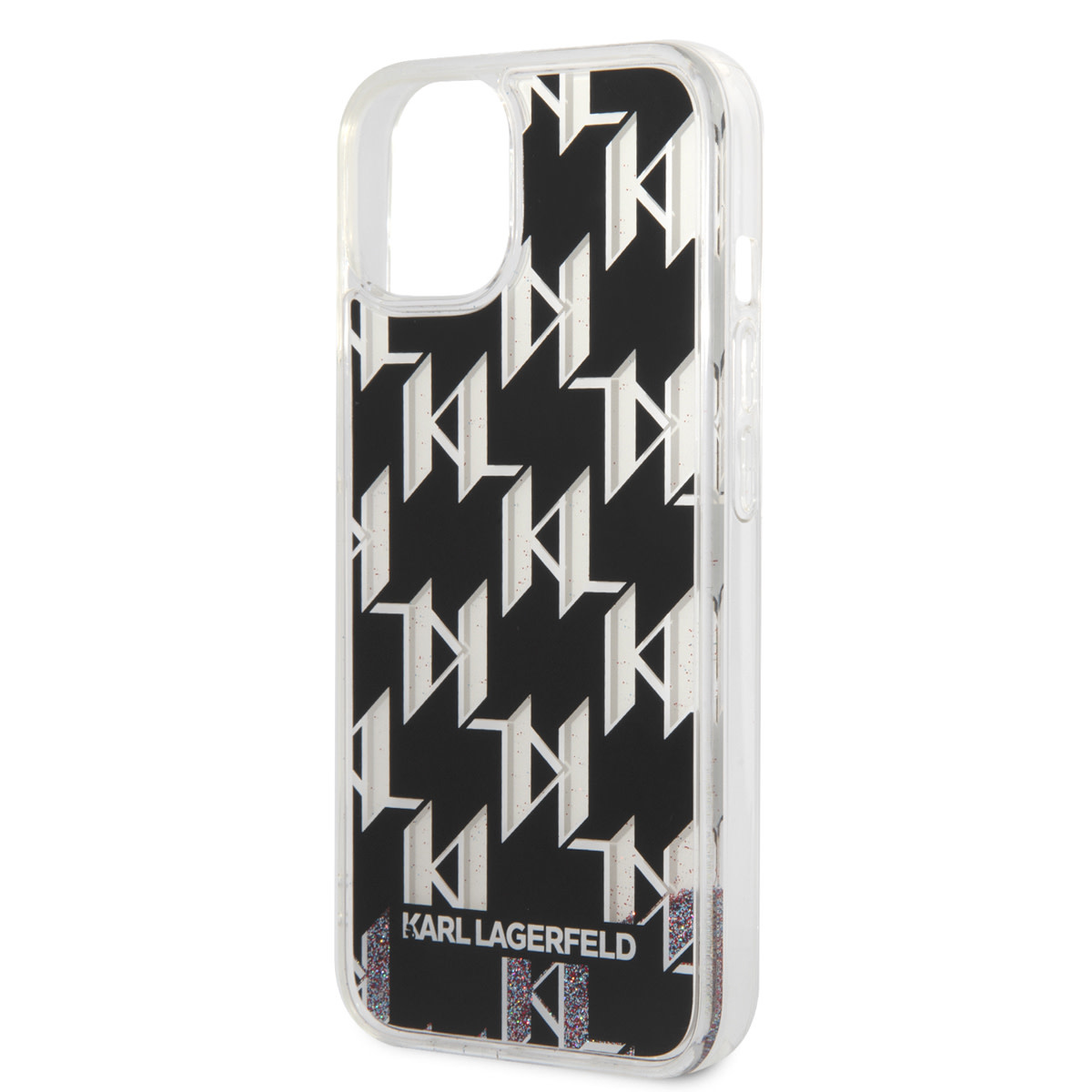 Karl Lagerfeld Karl Lagerfeld iPhone 14 & 13 TPU Backcover - Liquid Glitter -Monogram - Zwart, foto 5 van 6