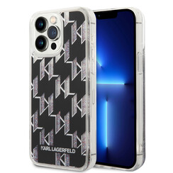 Karl Lagerfeld iPhone 14 Pro Max TPU Backcover Hülle - Liquid Glitter - Monogram - Schwarz
