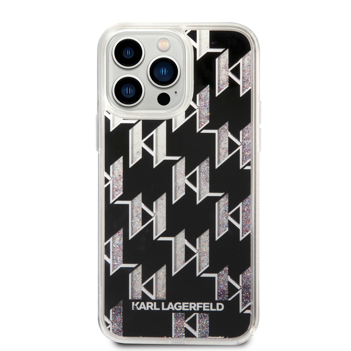 Karl Lagerfeld Karl Lagerfeld iPhone 14 Pro Max TPU Backcover - Liquid Glitter - Monogram - Zwart, foto 3 van 6