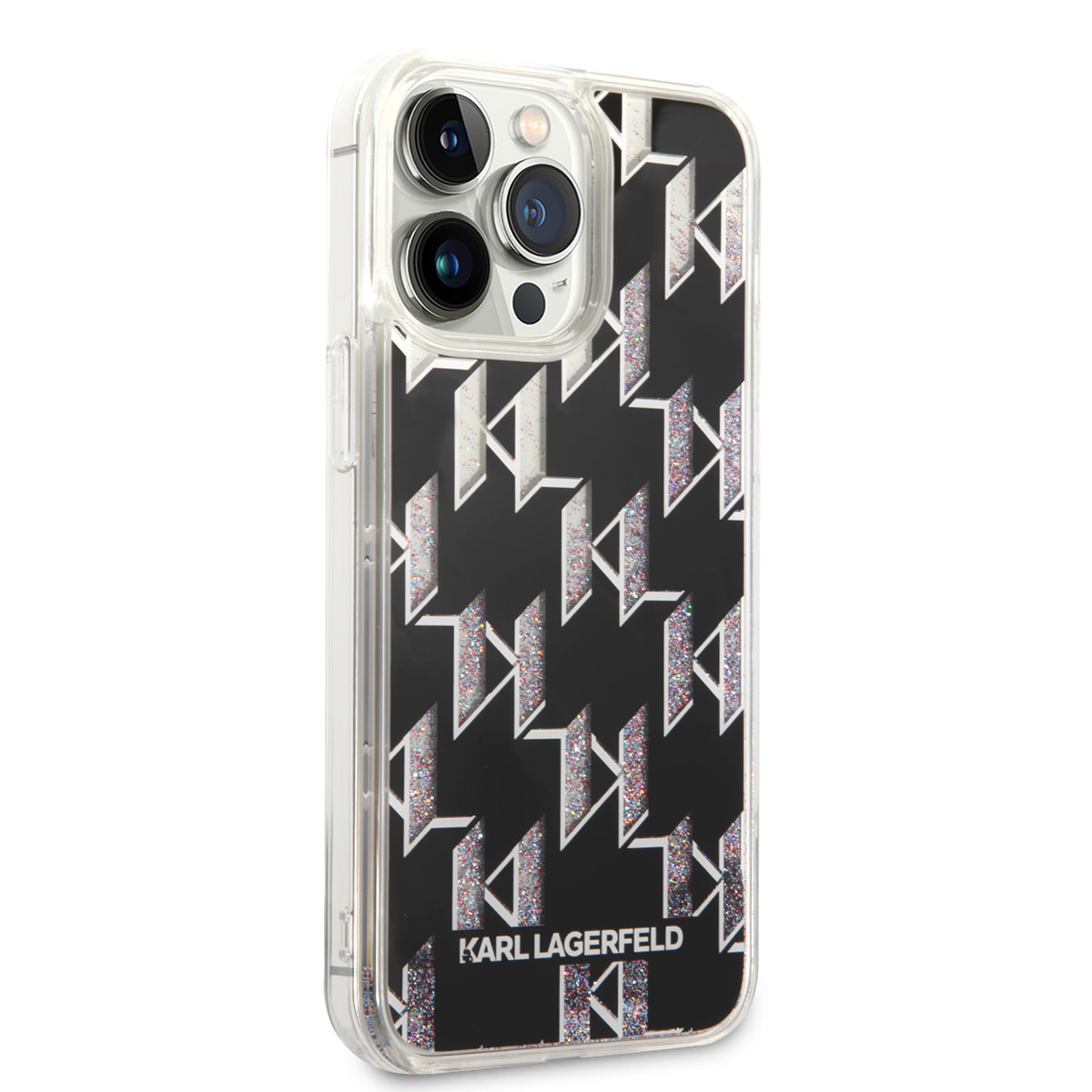 Karl Lagerfeld Karl Lagerfeld iPhone 14 Pro Max TPU Backcover - Liquid Glitter - Monogram - Zwart, foto 4 van 6