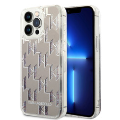Karl Lagerfeld iPhone 14 Pro Max TPU Backcover Hülle - Liquid Glitter - Monogram - Silber