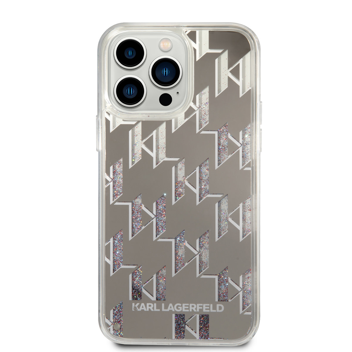 Karl Lagerfeld Karl Lagerfeld iPhone 14 Pro Max TPU Backcover - Liquid Glitter - Monogram - Zilver, foto 3 van 6