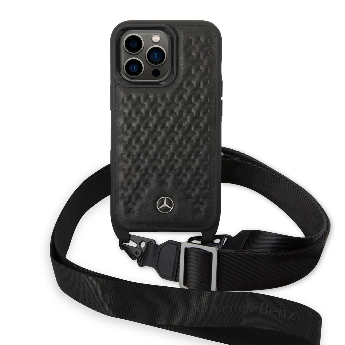Mercedes-Benz Mercedes-Benz iPhone 14 Pro TPU Backcover - Strap Case - Star Pattern - Zwart, foto 2 van 6