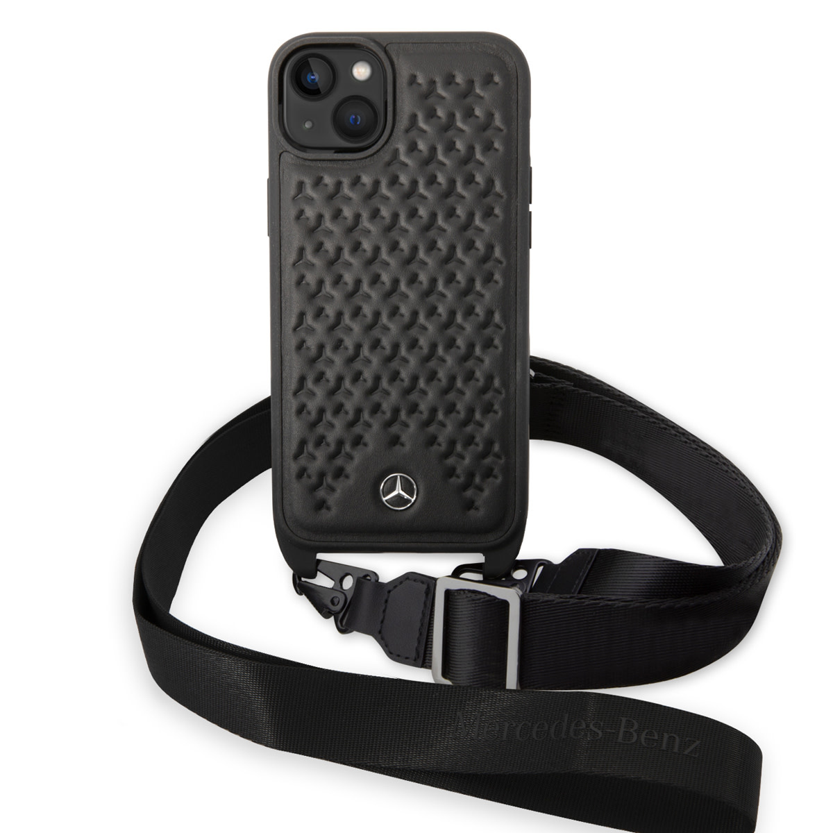 Mercedes-Benz Mercedes-Benz iPhone 14 & 15 Plus TPU Backcover - Strap Case - Star Pattern - Zwart, foto 2 van 6