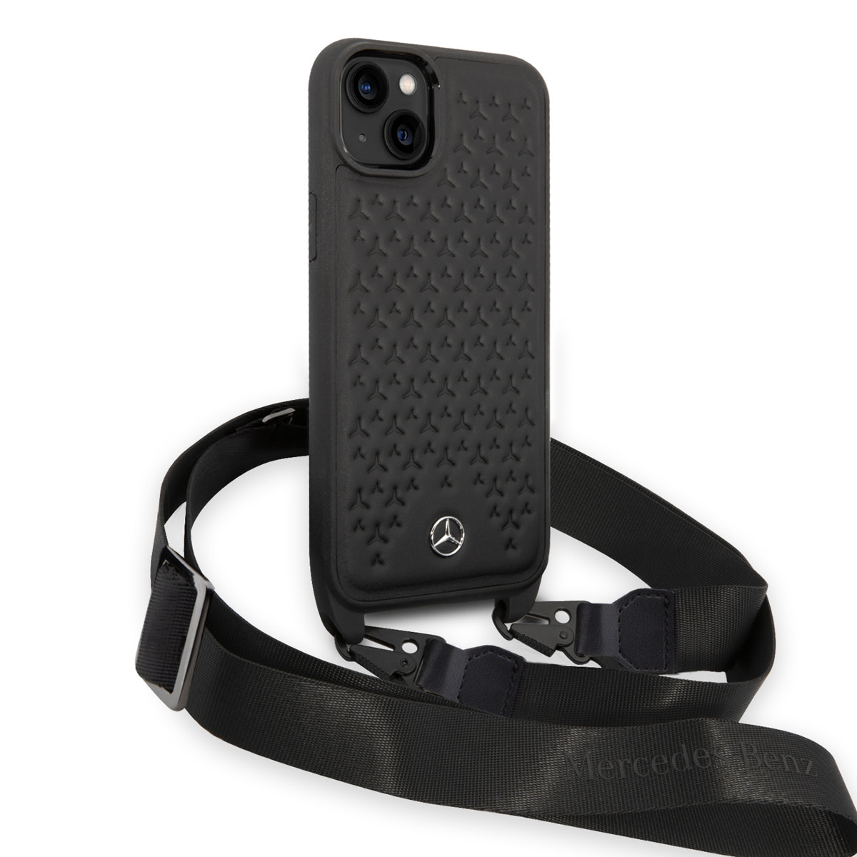 Mercedes-Benz Mercedes-Benz iPhone 14 & 15 Plus TPU Backcover - Strap Case - Star Pattern - Zwart, foto 3 van 6