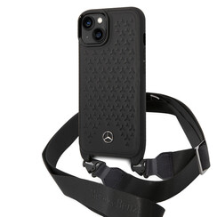 Mercedes-Benz iPhone 14 & 13 TPU Backcover - Strap Case - Star Pattern - Black