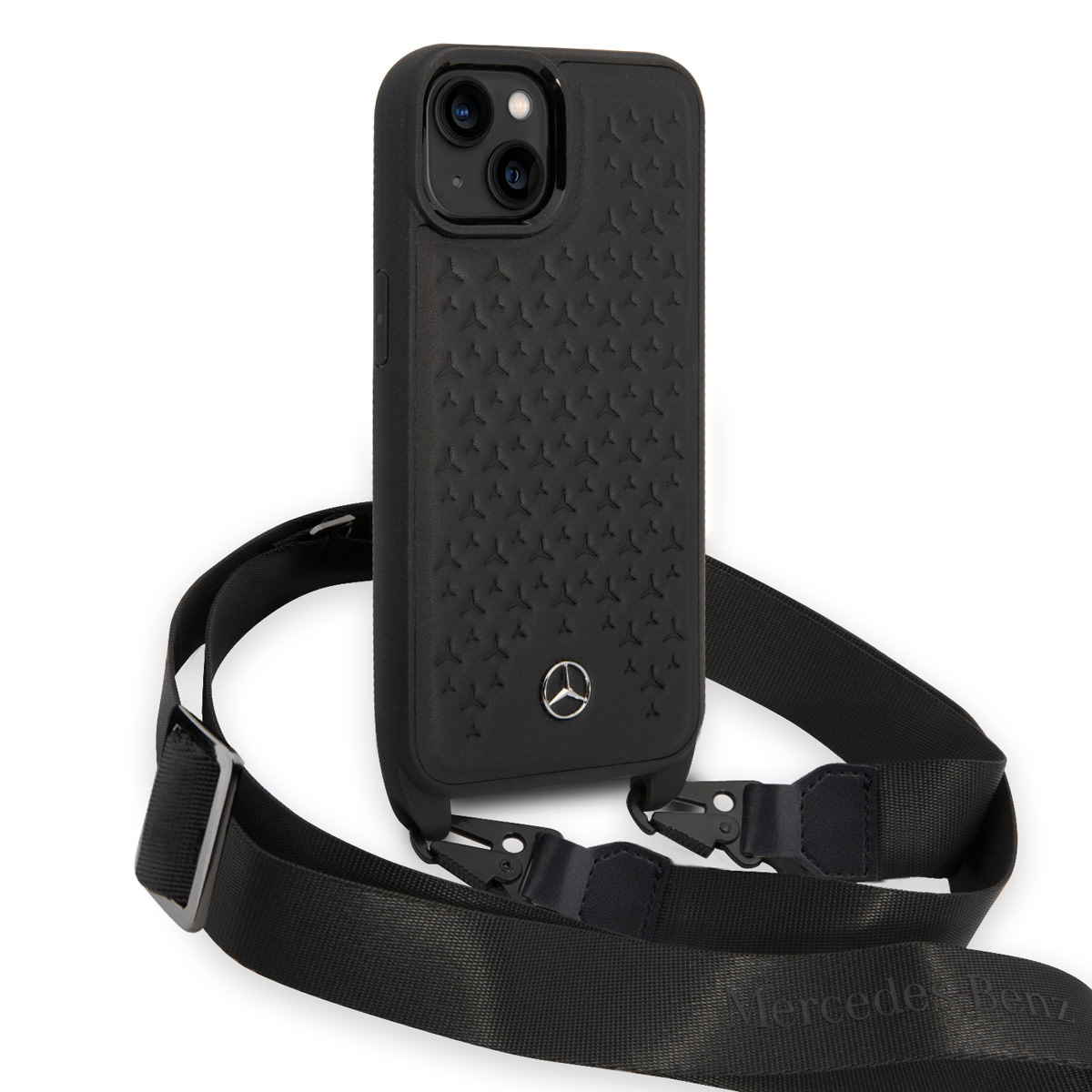 Mercedes-Benz Mercedes-Benz iPhone 14 & 13 TPU Backcover - Strap Case - Star Pattern - Zwart, foto 3 van 6