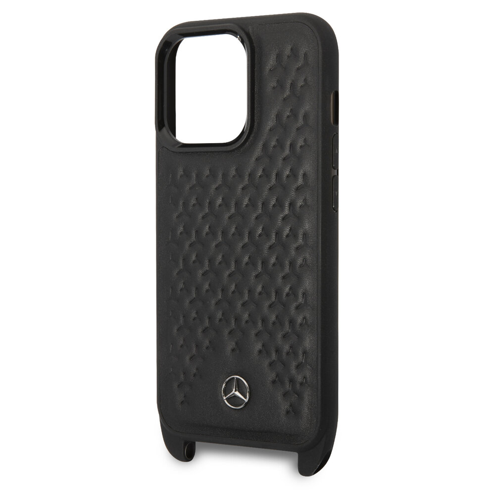 Mercedes-Benz Mercedes-Benz iPhone 14 & 13 TPU Backcover - Strap Case - Star Pattern - Zwart Mercedes-Benz Mercedes-Benz iPhone 14 & 13 TPU Backcover - Strap Case - Star Pattern - Zwart