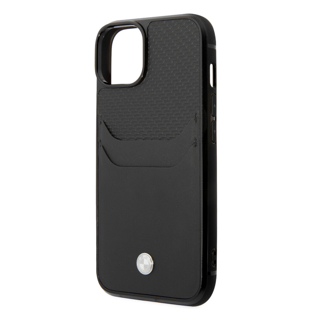 BMW BMW iPhone 14 & 15 Plus Hardcase-Ruckseite - Kartenhalter - Schwarz BMW BMW iPhone 14 & 15 Plus Hardcase-Ruckseite - Kartenhalter - Schwarz