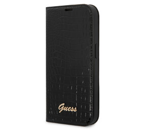 Guess Guess Croco PU Leer Apple iPhone 14 Pro Hoesje met 3 Card Slots - Zwart