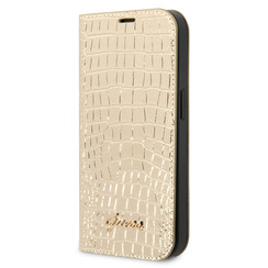 Guess iPhone 14 & 15 Plus Book-Case hul - Croco - 3 Kartenfacher - Gold