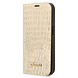 Guess Guess iPhone 14 & 15 Plus Book type case - Croco - 3 card slots - Gold Guess Guess iPhone 14 & 15 Plus Book type case - Croco - 3 card slots - Gold
