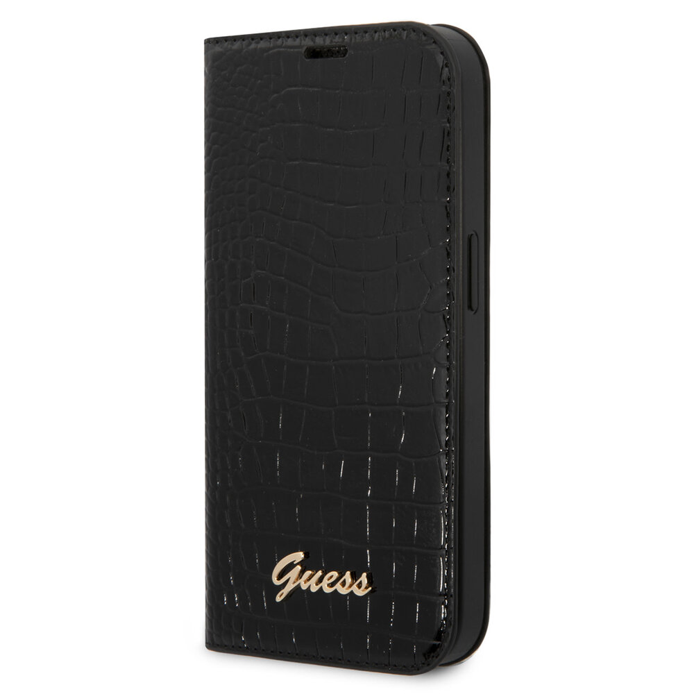 Guess Guess iPhone 14 & 15 Plus Book type case - Croco - 3 card slots - Black Guess Guess iPhone 14 & 15 Plus Book type case - Croco - 3 card slots - Black