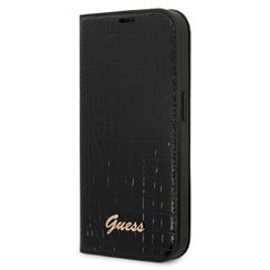 Guess iPhone 14 & 15 Plus Book type case - Croco - 3 card slots - Black
