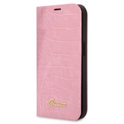 Guess iPhone 14 & 15 Plus Book type case - Croco - 3 card slots - Pink