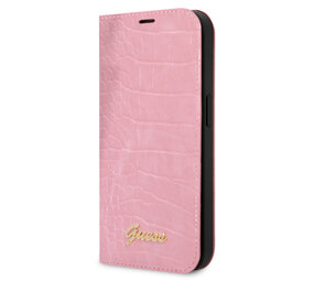 Guess Guess iPhone 14 Pro Max Book type case - Croco - 3 card slots - Pink Guess Guess iPhone 14 Pro Max Book type case - Croco - 3 card slots - Pink