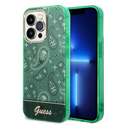 Guess Coque arrière rigide pour iPhone 14 Pro - Collection Cachemire - Vert