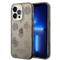Guess iPhone 14 Pro Hardcase Backcover - Peony Glitter - Black