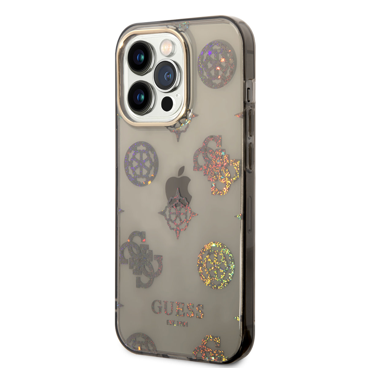 Guess Guess TPU Peony Glitter Hardcase Hoesje voor Apple iPhone 14 Pro - Zwart, foto 2 van 6