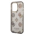 Guess Guess TPU Peony Glitter Hardcase Hoesje voor Apple iPhone 14 Pro - Zwart