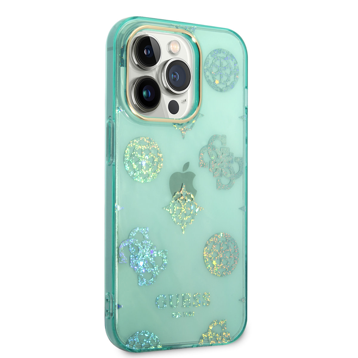 Guess Guess TPU Peony Glitter Hardcase Hoesje voor Apple iPhone 14 Pro - Turquoise, foto 4 van 6