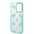 Guess Guess TPU Peony Glitter Hardcase Hoesje voor Apple iPhone 14 Pro - Turquoise