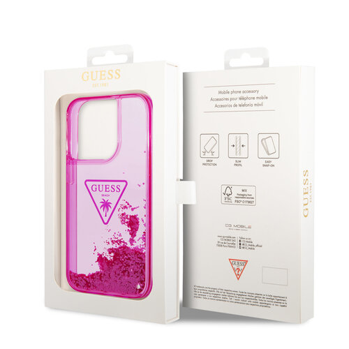 Guess Guess TPU Liquid Glitter Hardcase Hoesje - Translucent - Apple iPhone 14 Pro