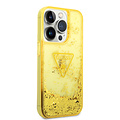 Guess Guess Coque arrière rigide pour iPhone 14 Pro - Liquid Glitter - Translucide - Jaune