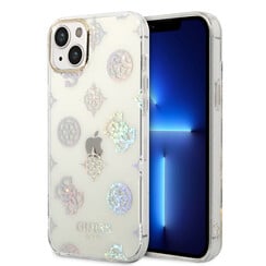 Guess iPhone 14 & 15 Plus Hardcase Backcover - Peony Glitter - White