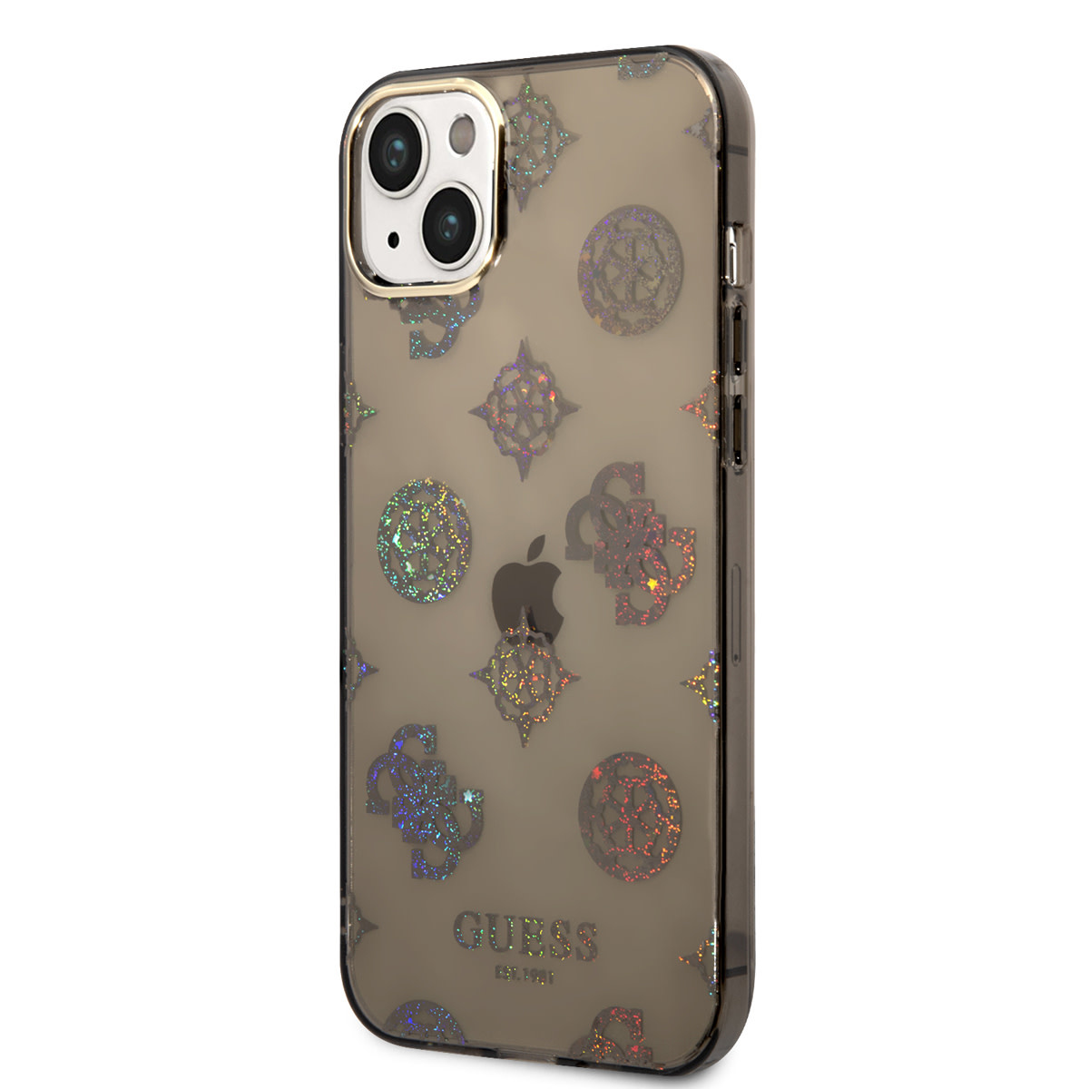 Guess Guess TPU Peony Glitter Hardcase Hoesje voor Apple iPhone 14 & 15 Plus - Zwart, foto 2 van 6