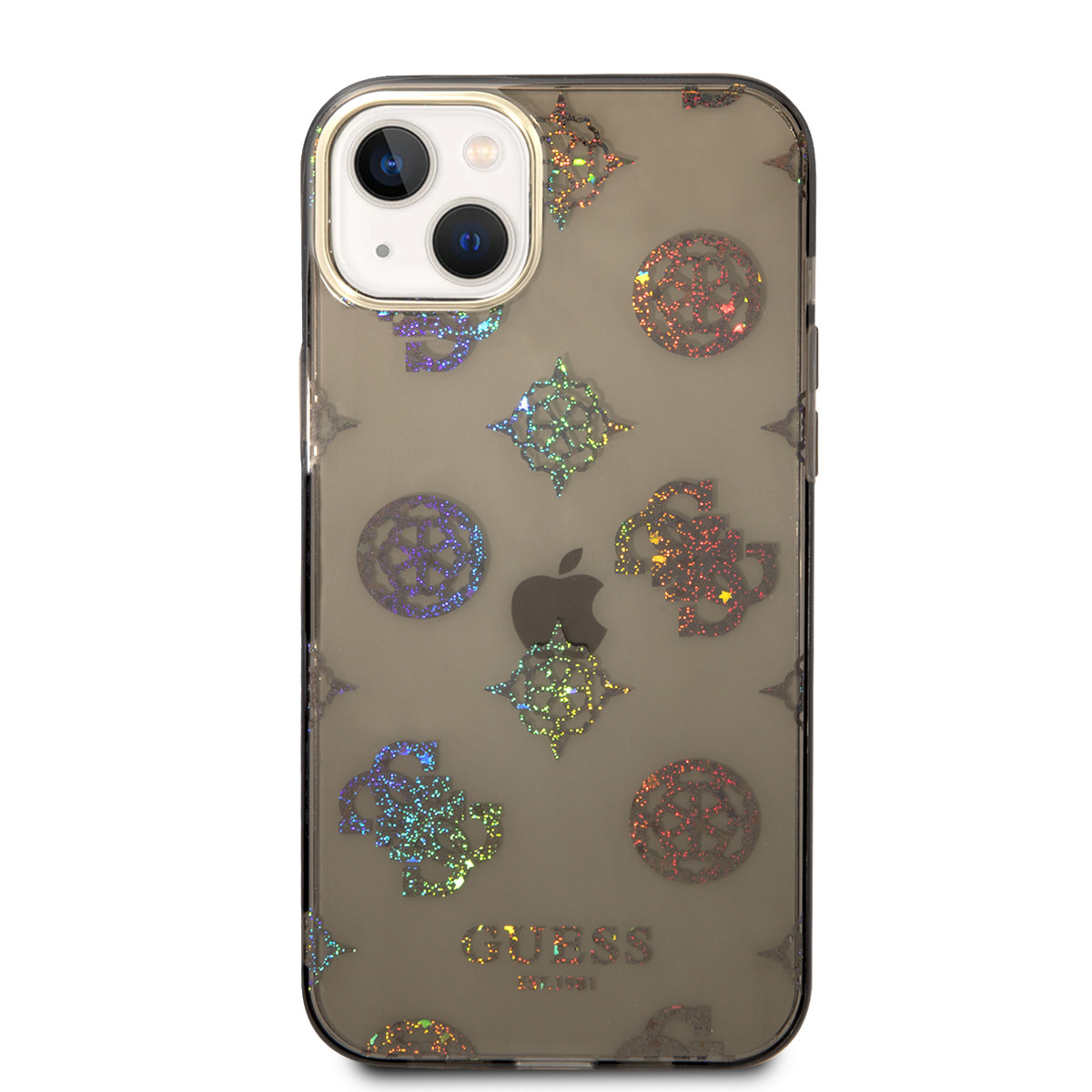 Guess Guess TPU Peony Glitter Hardcase Hoesje voor Apple iPhone 14 & 15 Plus - Zwart, foto 3 van 6