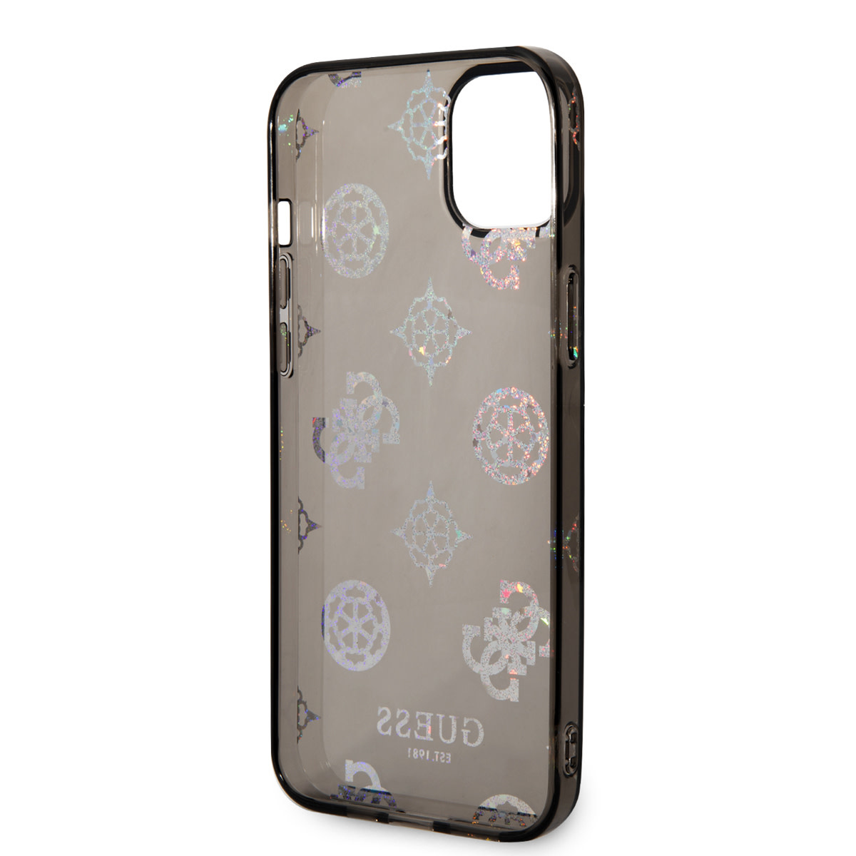 Guess Guess TPU Peony Glitter Hardcase Hoesje voor Apple iPhone 14 & 15 Plus - Zwart, foto 6 van 6