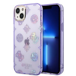 Guess iPhone 14 & 15 Plus Hardcase Backcover - Peony Glitter - Lilac