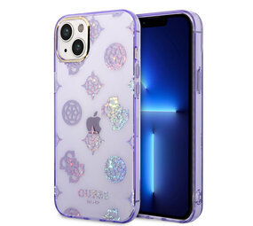 Guess Guess iPhone 14 & 15 Plus Hardcase-Ruckseite - Peony Glitter - Lila Guess Guess iPhone 14 & 15 Plus Hardcase-Ruckseite - Peony Glitter - Lila
