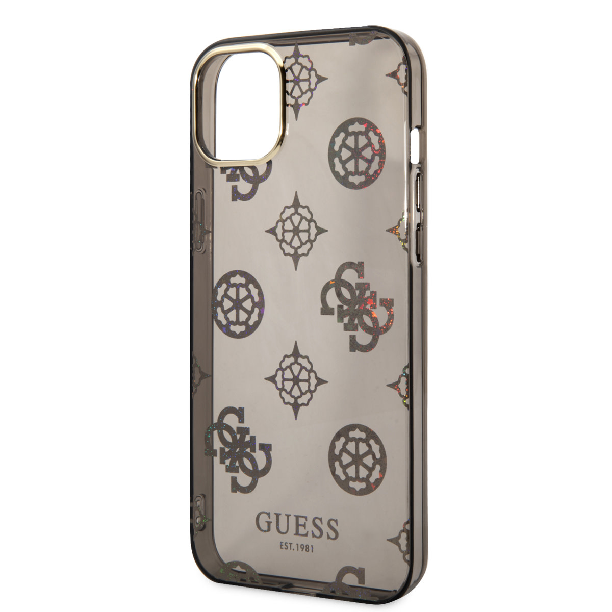 Guess Guess TPU Peony Glitter Hardcase Hoesje voor Apple iPhone 14 & 15 Plus - Zwart, foto 5 van 6