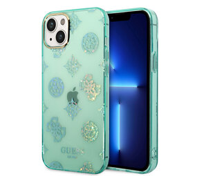 Guess Guess iPhone 14 & 15 Plus Hardcase-Ruckseite - Peony Glitter - Turquoise Guess Guess iPhone 14 & 15 Plus Hardcase-Ruckseite - Peony Glitter - Turquoise